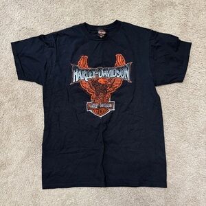 Harley-Davidson Black and Orange Eagle T-Shirt Prague Czech Republic Large